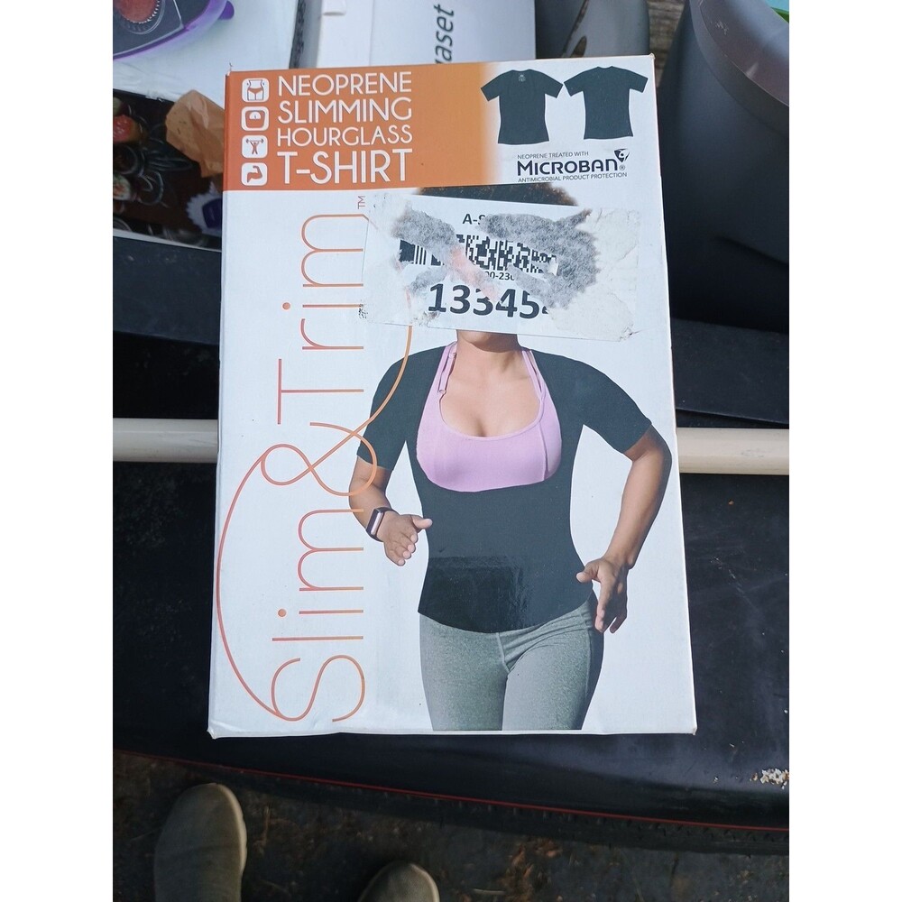 Slim & Trim Slimming Antimicrobial Neoprene Hourglass T-Shirt Small